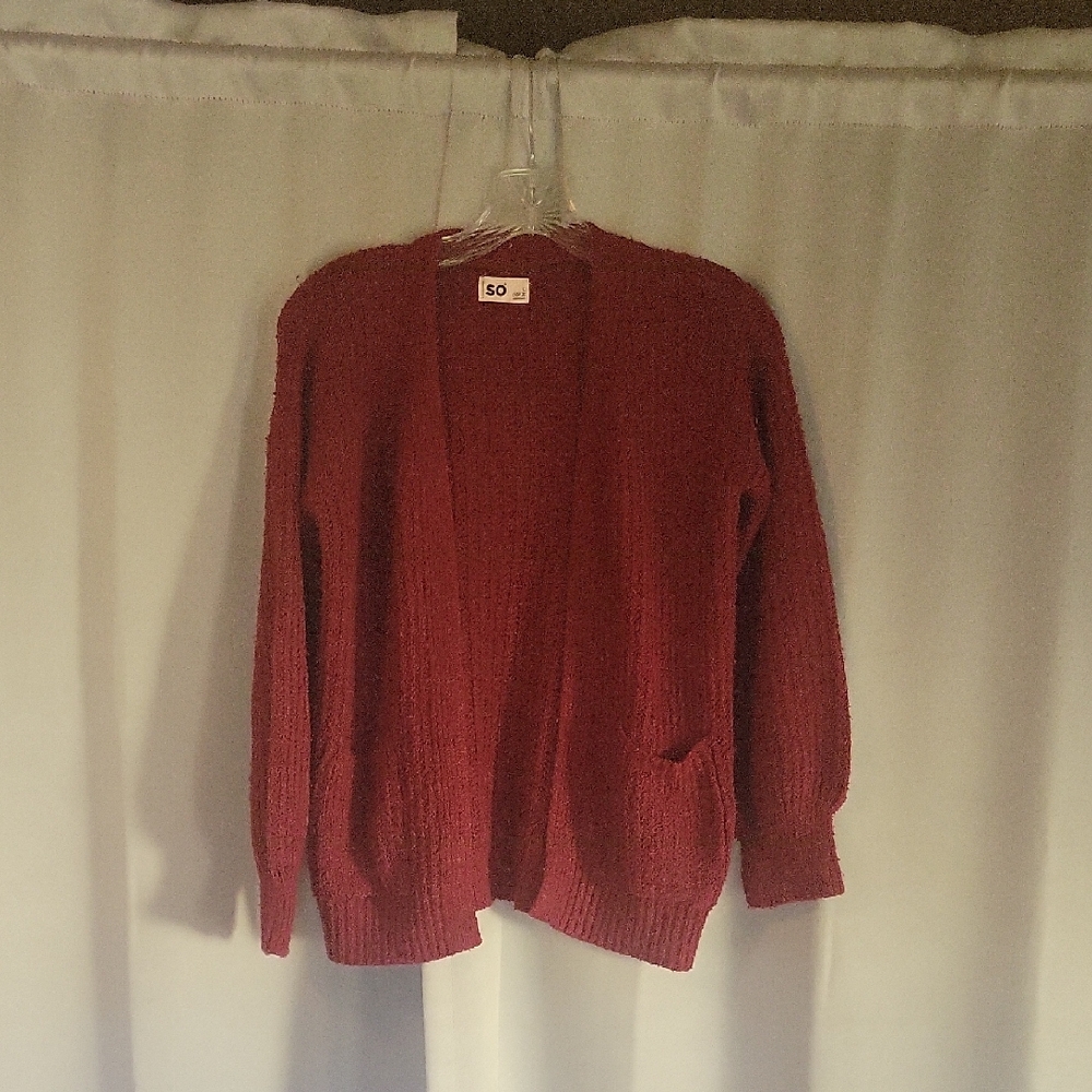 SO Kids Rich Red Cardigan - Picture 1 of 3
